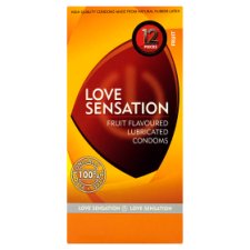 Love Sensation extra adag síkosítóval ellátott, vegyes gyümölcs ízesítésű óvszer 12 db