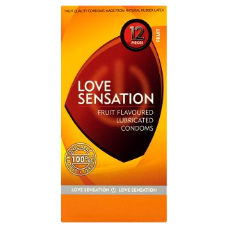 Love Sensation extra adag síkosítóval ellátott, vegyes gyümölcs ízesítésű óvszer 12 db