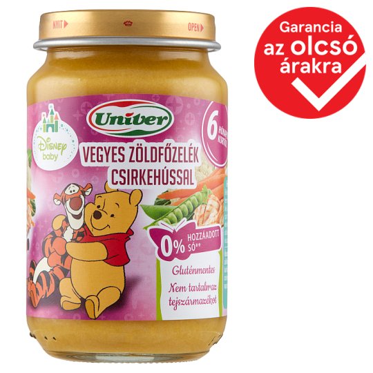 Univer vegyes zöldfőzelék csirkehússal bébiétel 6 hónapos kortól 163 g
