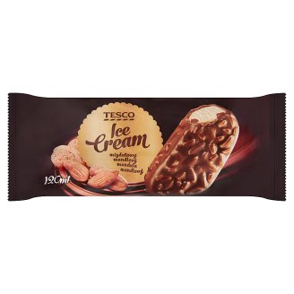 Tesco vanília jégkrém tejcsokoládéba mártva, pörkölt manduladarabokkal 120 ml