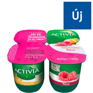 Danone Activia élőflórás, zsírszegény sárgabarackos és málnás joghurt 4 x 125 g