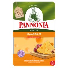 Pannónia Mester Maasdam szeletelt, zsíros, félkemény, erjedési lyukas sajt 125 g