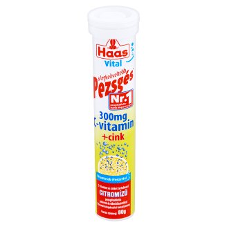 Haas Vital 300 mg C-vitamin + Cink citromízű étrend-kiegészítő pezsgőtabletta 80 g