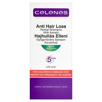 Celenes hajhullás elleni gyógynövény sampon keratinnal festett és töredezett hajra 400 ml