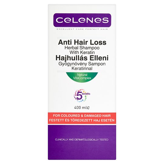 Celenes hajhullás elleni gyógynövény sampon keratinnal festett és töredezett hajra 400 ml