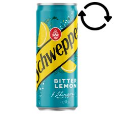 Schweppes Bitter Lemon Lemon-Flavoured Carbonated Drink with Sugar and Sweeteners 330 ml