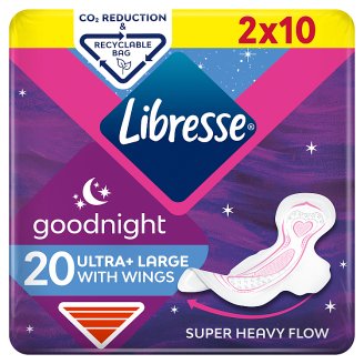 Libresse Ultra Goodnight vékony, szárnyas egészségügyi betét éjszakai használatra 2 x 10 db