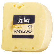 Lecker nagylyukú zsíros félkemény darabolt sajt