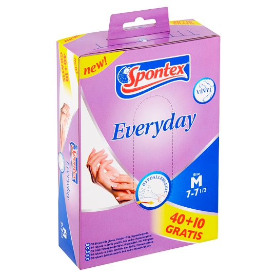 Spontex Everyday eldobható kesztyűk M-es méret 50 db