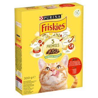 Friskies teljes értékű állateledel felnőtt macskáknak hússal, csirkével és zöldségekkel 300 g