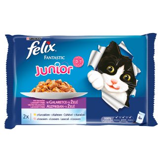 Felix Fantastic teljes értékű állateledel kölyökmacskák számára csirkével és lazaccal 4 x 100 g