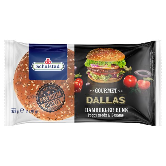 Schulstad Gourmet Dallas mákkal és szezámmaggal szórt hamburger zsemle 4 x 81 g (324 g)