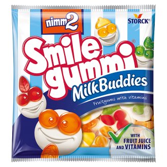 nimm2 Smilegummi Milk Buddies vegyes gyümölcs ízű gumicukorka 90 g