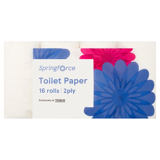 Springforce Toilet Paper 2 Ply 16 Rolls Tesco Online, Tesco From Home