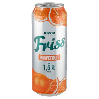 Borsodi Friss grapefruitos ital és világos sör keveréke cukorral és édesítőszerekkel 1,5% 0,5 l
