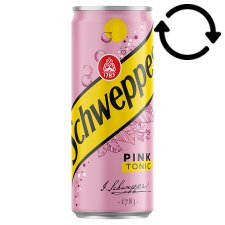 Schweppes Pink Tonic Blackcurrant Flavoured Carbonated Soft Drink with Sugar and Sweeteners 330 ml