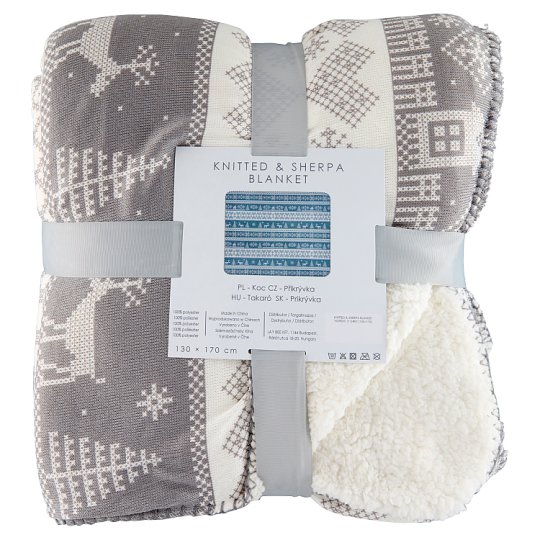 Knitted & Sherpa Nordic Grey Blanket 130 x 170 cm Tesco Online, Tesco