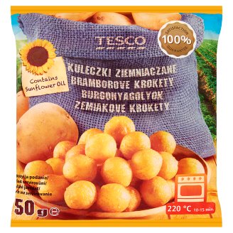 Tesco gyorsfagyasztott, félkész fűszeres burgonyagolyók ropogós bundában 750 g