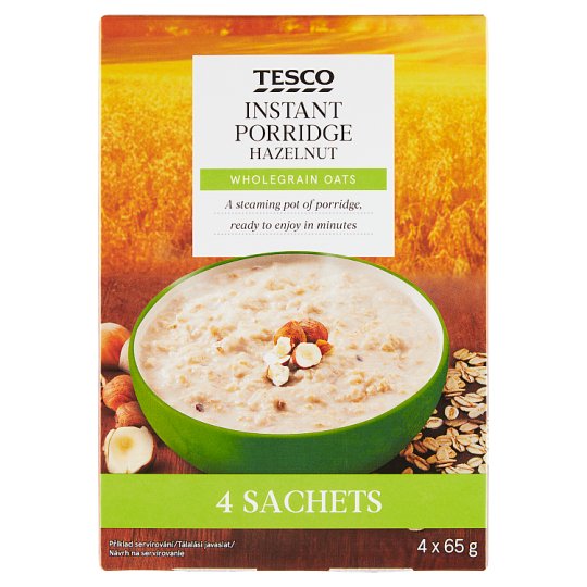 Tesco Hazelnut Instant Porridge 4 x 65 g (260 g)