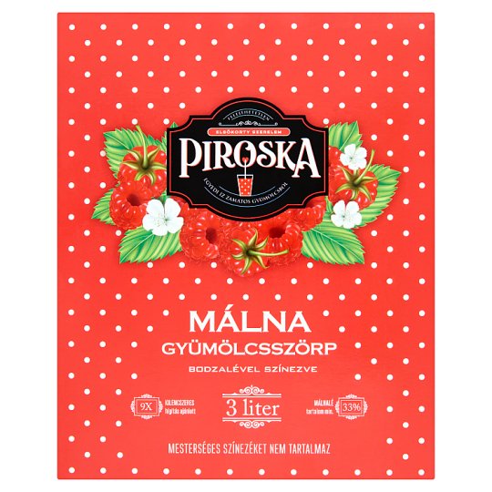 Piroska málna gyümölcsszörp bodzalével színezve 3 l