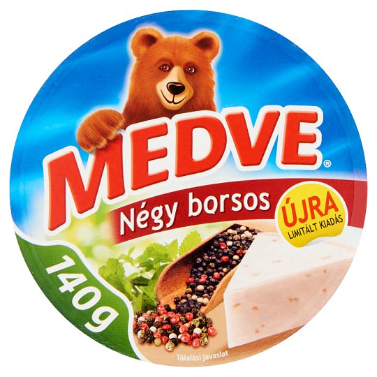 Medve négy borsos kenhető félzsíros ömlesztett sajt 8 db 140 g