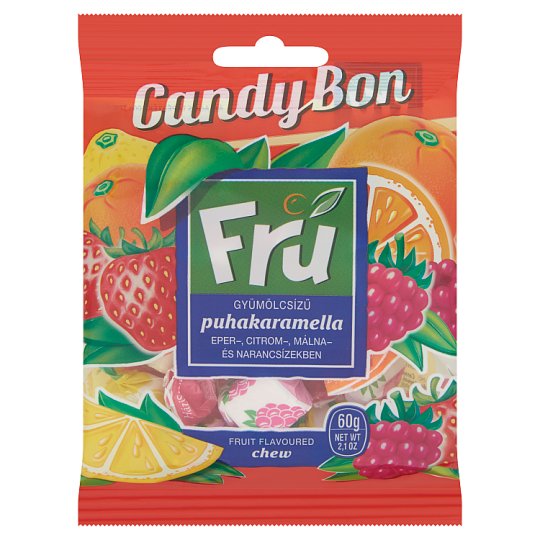 Candy Bon Fru gyümölcsízű puhakaramella eper-, citrom-, málna- és narancs ízekben 60 g