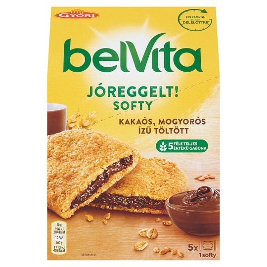 Belvita JóReggelt! Softy gabonás keksz mogyorós ízű kakaós töltelékkel 5 db 250 g