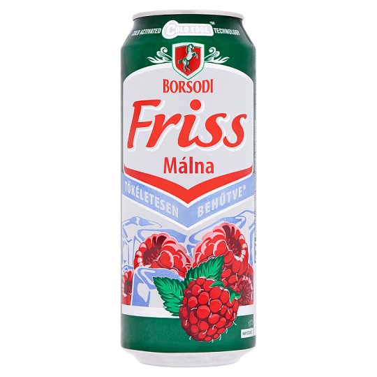 Borsodi Friss málnás ital és világos sör keveréke cukorral és édesítőszerekkel 1,5% 0,5 l