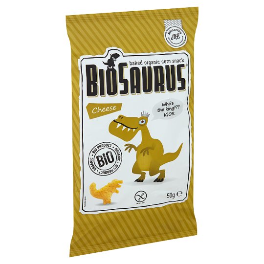 BioSaurus BIO sajtos ízű extrudált kukoricás snack 50 g