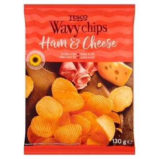 Tesco sonka-sajt ízű hullámos burgonyachips 130 g