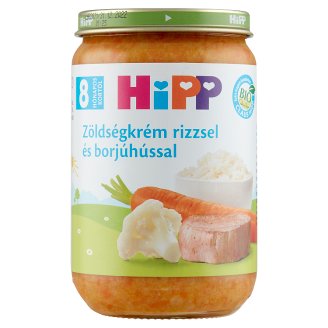 HiPP BIO glutén- és tejszármazékmentes zöldségkrém rizzsel és borjúhússal 8 hónapos kortól 220 g