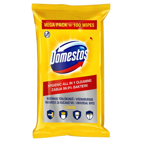 DOMESTOS Lemon Hygienic Wipes 100 pcs