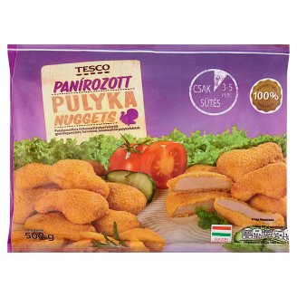 Tesco gyorsfagyasztott, készresütött, panírozott pulyka nuggets 500 g
