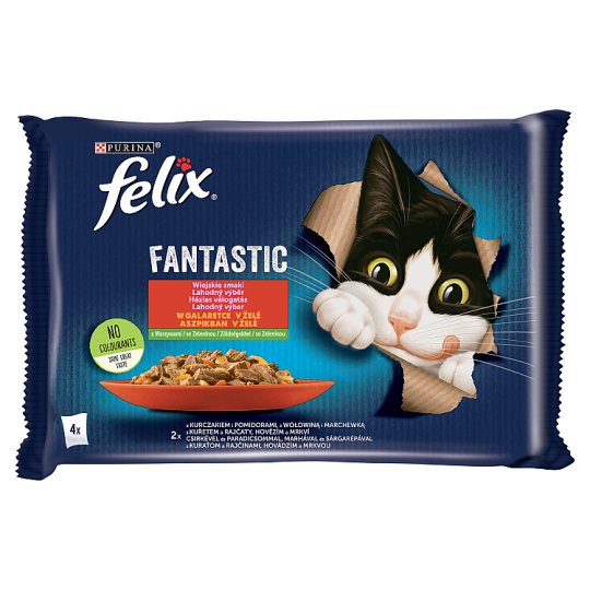 Felix Fantastic Wet Cat Food with Chicken/Beef in Jelly 4 x 85 g (340 g