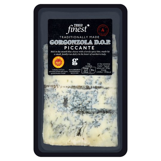 Tesco Finest Gorgonzola piccante kék nemespenésszel érő, lágy, zsíros sajt 175 g