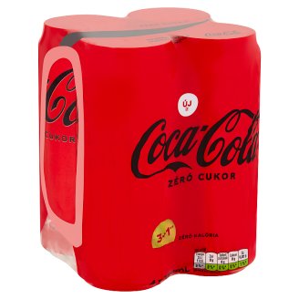 Coca-Cola Zero colaízű energiamentes szénsavas üdítőital édesítőszerekkel 4 x 330 ml