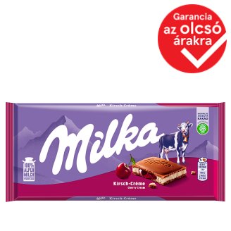 Milka alpesi tejcsokoládé meggy ízű tejes krémtöltelékkel és meggyes gyümölcskrémmel 100 g