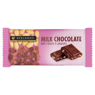 Ryelands Chocolate tejcsokoládé földimogyoróval és mazsolával 100 g