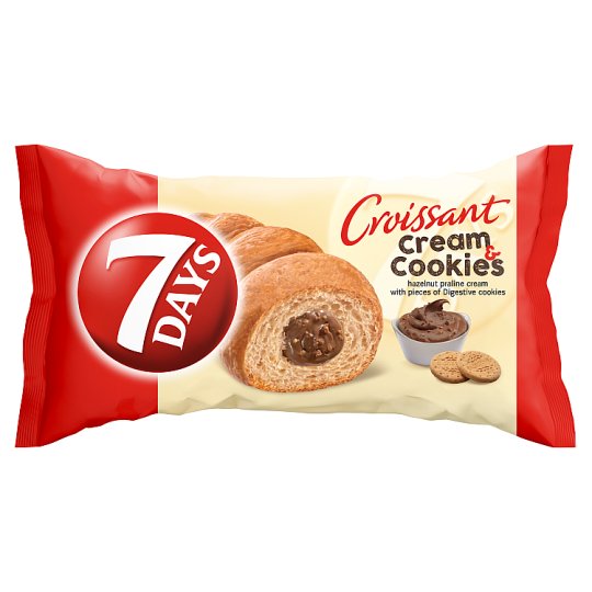7DAYS Cream & Cookies Croissant with Hazelnut Cream with Pieces of Digestive Cookies 60 g