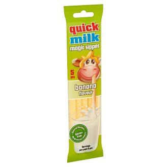 Quick Milk Magic Sipper banán ízű cukordrazséval töltött szívószál 5 db 30 g