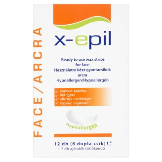 X-Epil használatra kész gyantacsíkok arcra 12 db