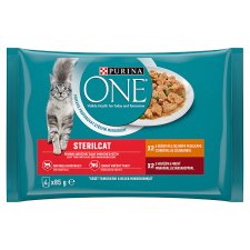 Purina One Sterilcat Complete Pet Food for Adult Cats with Chicken and Green Beans 4 x 85 g (340 g)