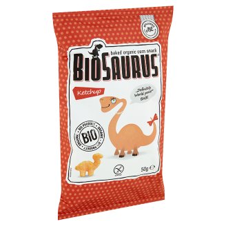 BioSaurus BIO ketchupos ízesítésű extrudált kukoricás snack 50 g