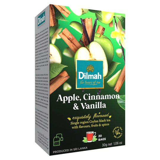 Dilmah Ceylon Apple, Cinnamon & Vanilla Flavoured Ceylon Black Tea 20 Tea Bags 30 g