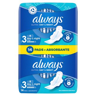 Always Ultra Night (Size 3) Sanitary Towels Wings 14 Pads - Tesco Groceries