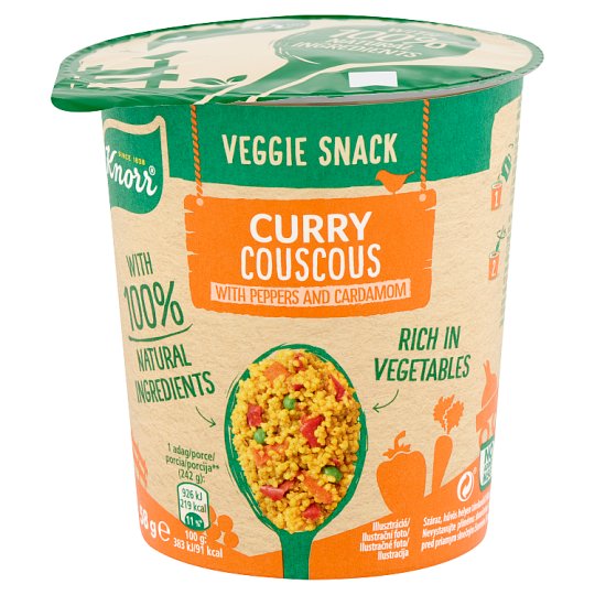 Knorr Zöldséges Snack curry-s kuszkusz paprikával és kardamommal 58 g