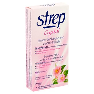 Strep Crystal szőrtelenítő gyantacsíkok arcra és érzékeny területekre 20 db + 4 db törlőkendő