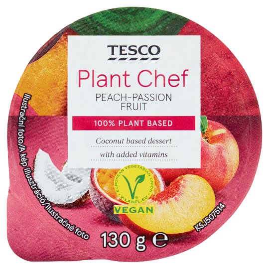 Tesco Plant Chef Preparation Based on PeachPassion Fruit Fermented Coconut Drink 130 g Tesco