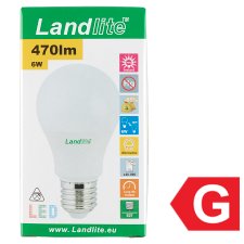 Landlite A60 470 lm 6 W E27 3000K LED izzó