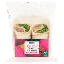 Tesco Plant Chef tortilla falafellel, hummusz krémmel, római salátával és piros paprikával 174 g